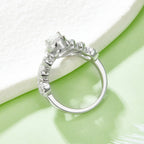 V Crown | 18K White Gold Pear Cut Coloured Moissanite Ring | 1ct D-Grade
