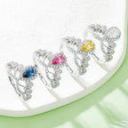 V Crown | 18K White Gold Pear Cut Coloured Moissanite Ring | 1ct D-Grade