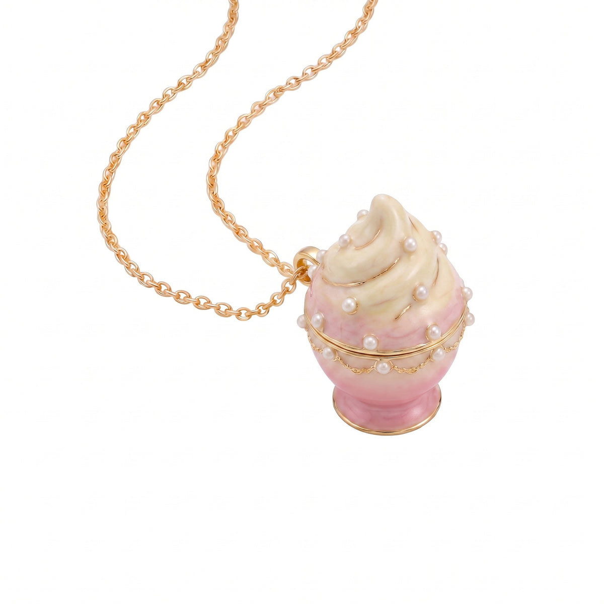 Ice Cream Cat Locket Necklace | Openable Charm Pendant | Ice Cream Honey Pot Candy Macaron