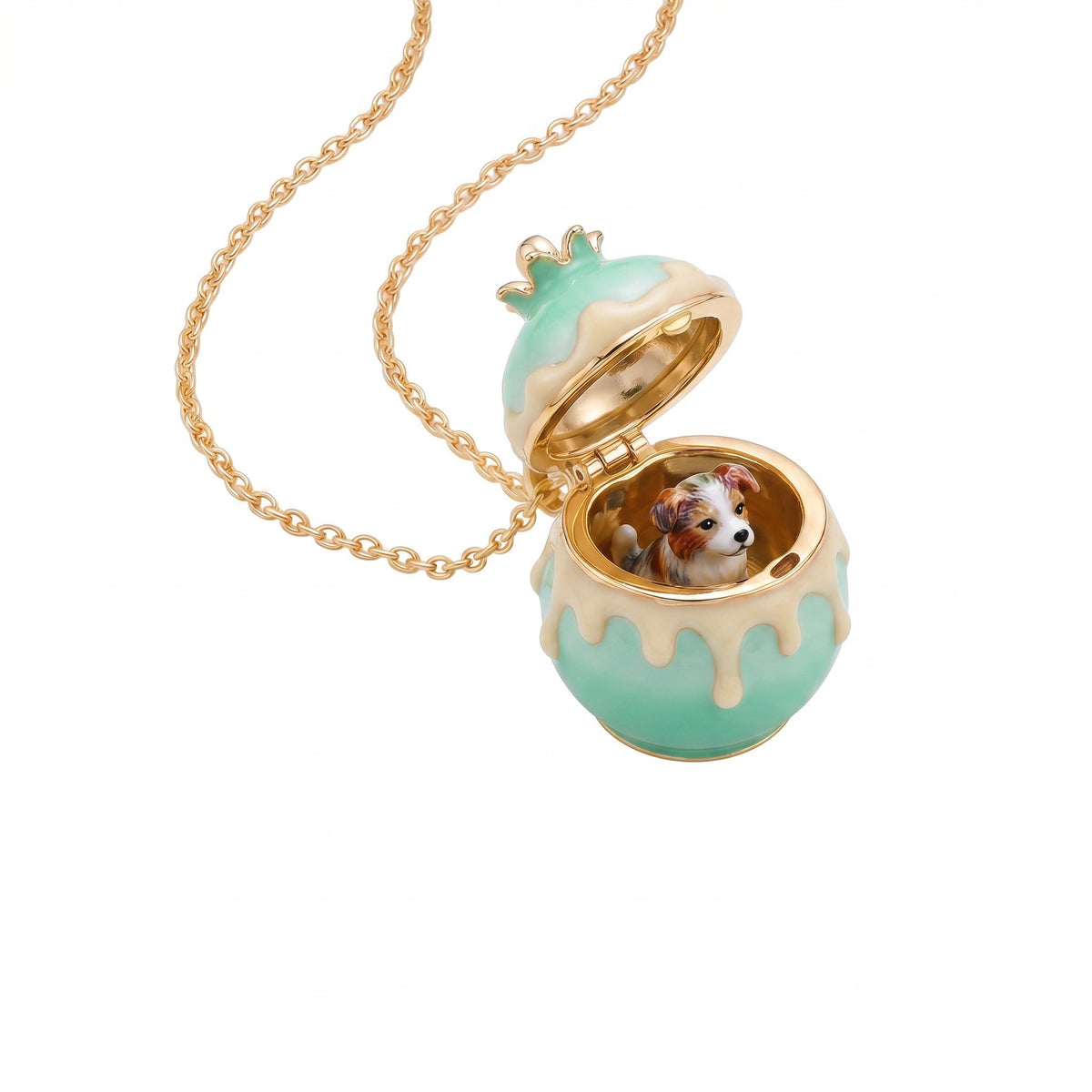Ice Cream Cat Locket Necklace | Openable Charm Pendant | Ice Cream Honey Pot Candy Macaron