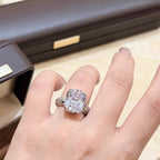 5ct Radiant Cut Moissanite Ring | 18K White Gold–Plated 925 Silver