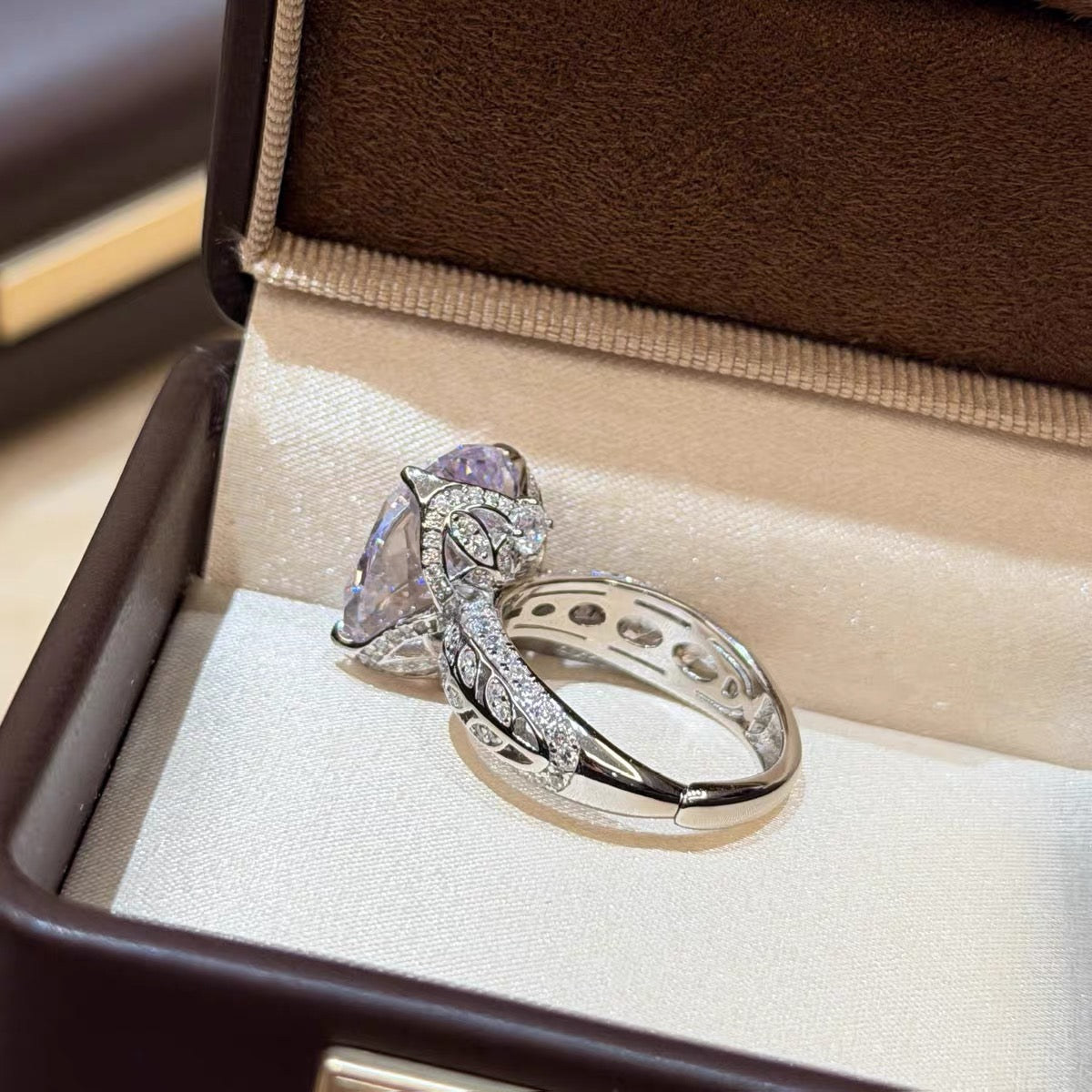 5ct Radiant Cut Moissanite Ring | 18K White Gold–Plated 925 Silver