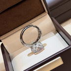 5ct Radiant Cut Moissanite Ring | 18K White Gold–Plated 925 Silver