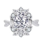 S925 Silver 18K White Gold Plated 2ct Moissanite Oval Pavé Ring