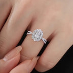 S925 Silver 18K White Gold Plated 2ct Moissanite Oval Pavé Ring