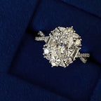 S925 Silver 18K White Gold Plated 2ct Moissanite Oval Pavé Ring