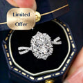 S925 Silver 18K White Gold Plated 2ct Moissanite Oval Pavé Ring