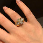1ct Oval-Cut Moissanite Halo Ring in 18K Gold-Plated S925 Silver