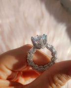 5.0ct Moissanite Wheel-Setting Ring | 925 Silver 18K Gold Plated