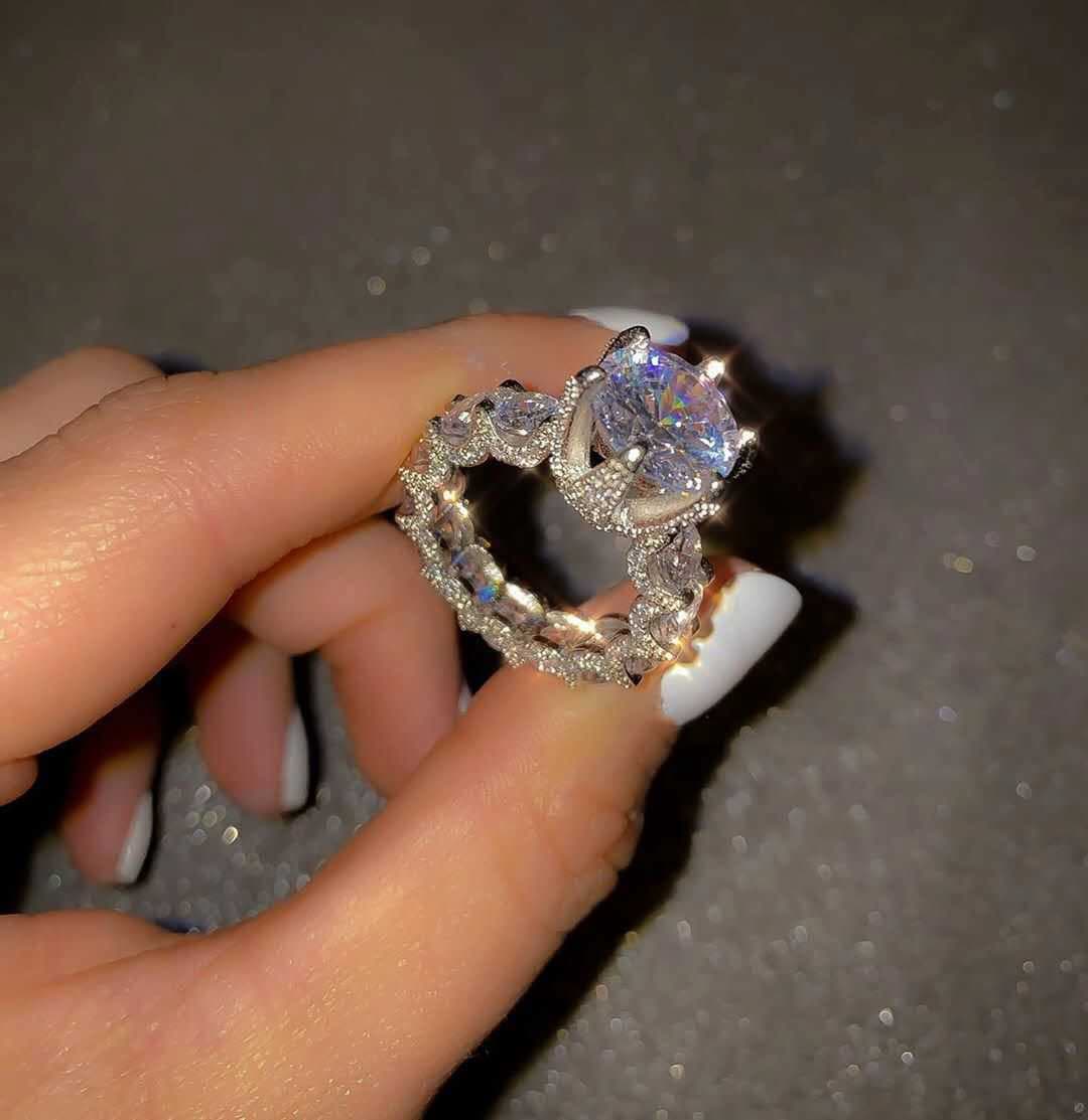5.0ct Moissanite Wheel-Setting Ring | 925 Silver 18K Gold Plated - UMI