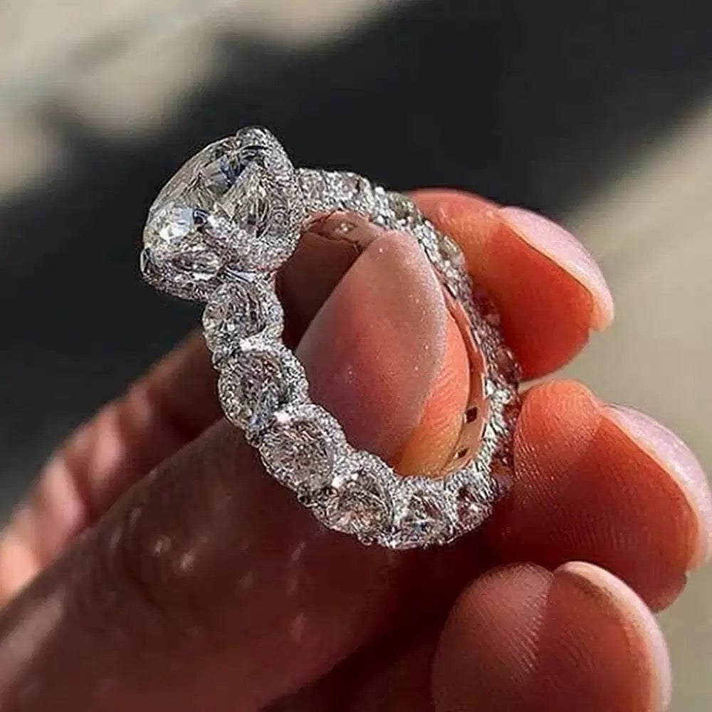 5.0ct Moissanite Wheel-Setting Ring | 925 Silver 18K Gold Plated