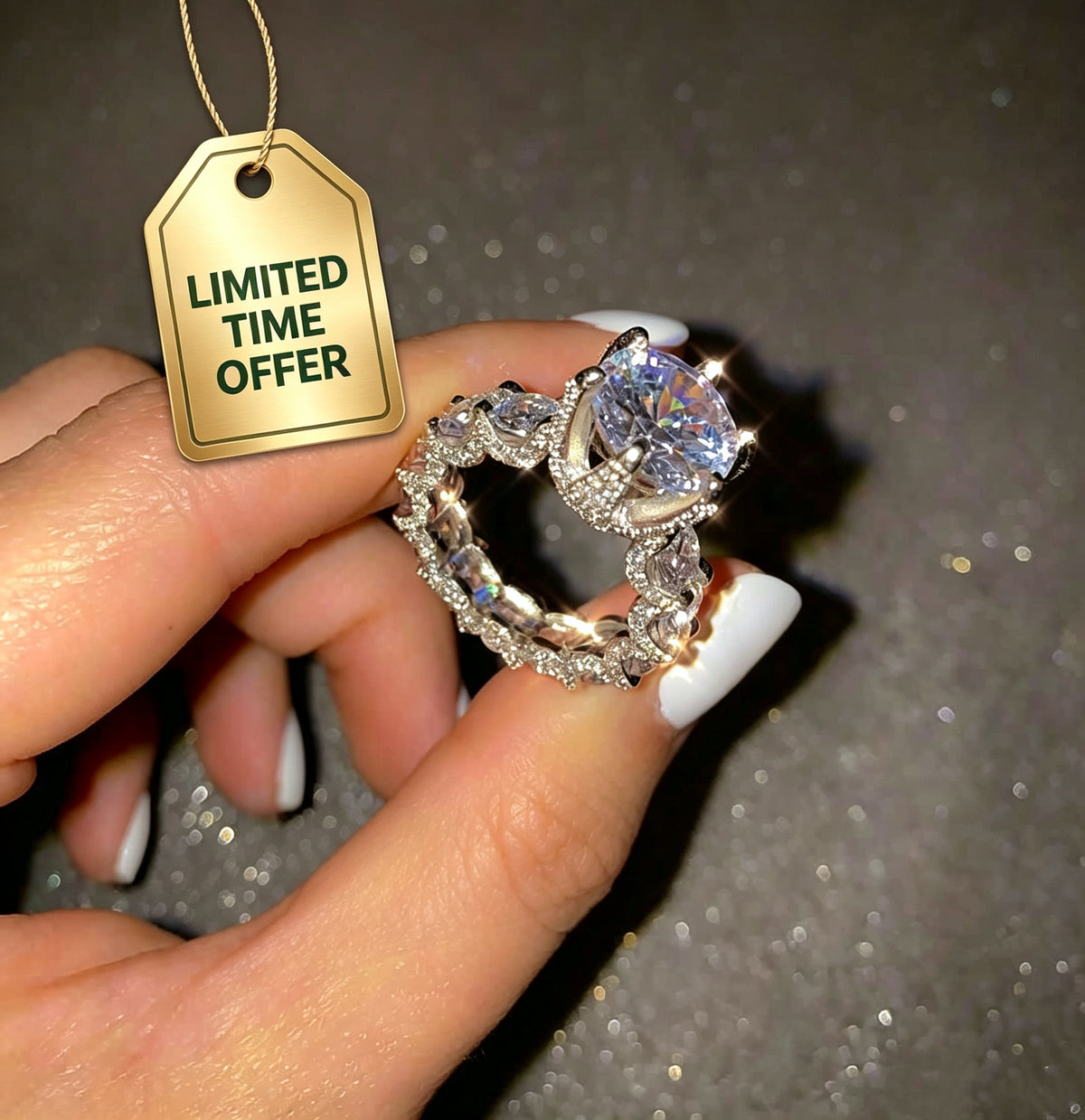 5.0ct Moissanite Wheel-Setting Ring | 925 Silver 18K Gold Plated