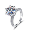 5ct Crown Moissanite Ring, 18K White Gold-Plated 925 Silver