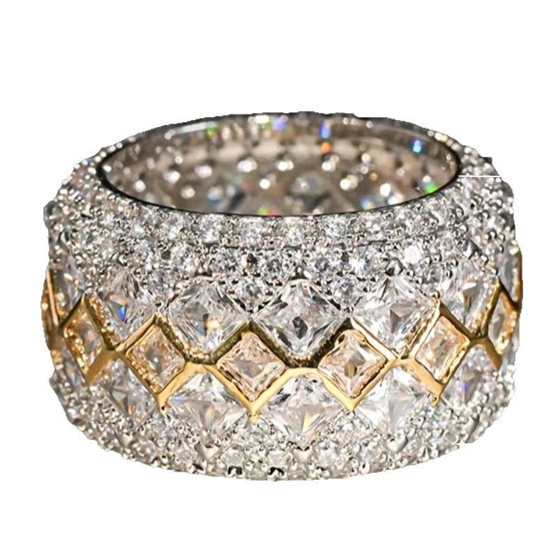 Two-Tone Pavé Moissanite Wide Band Ring - UMI