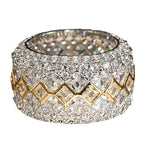 Two-Tone Pavé Moissanite Wide Band Ring - UMI