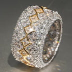 Two-Tone Pavé Moissanite Wide Band Ring - UMI