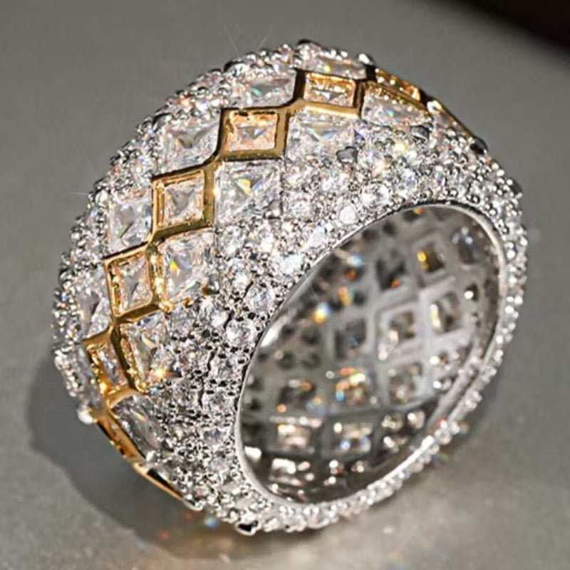 Two-Tone Pavé Moissanite Wide Band Ring - UMI