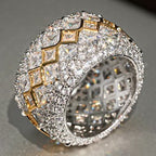 Two-Tone Pavé Moissanite Wide Band Ring - UMI