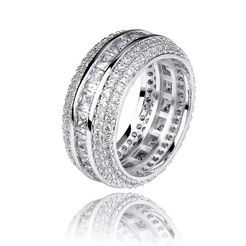 Ultra-Sparkling Full Pavé Moissanite Wide Band Ring - UMI