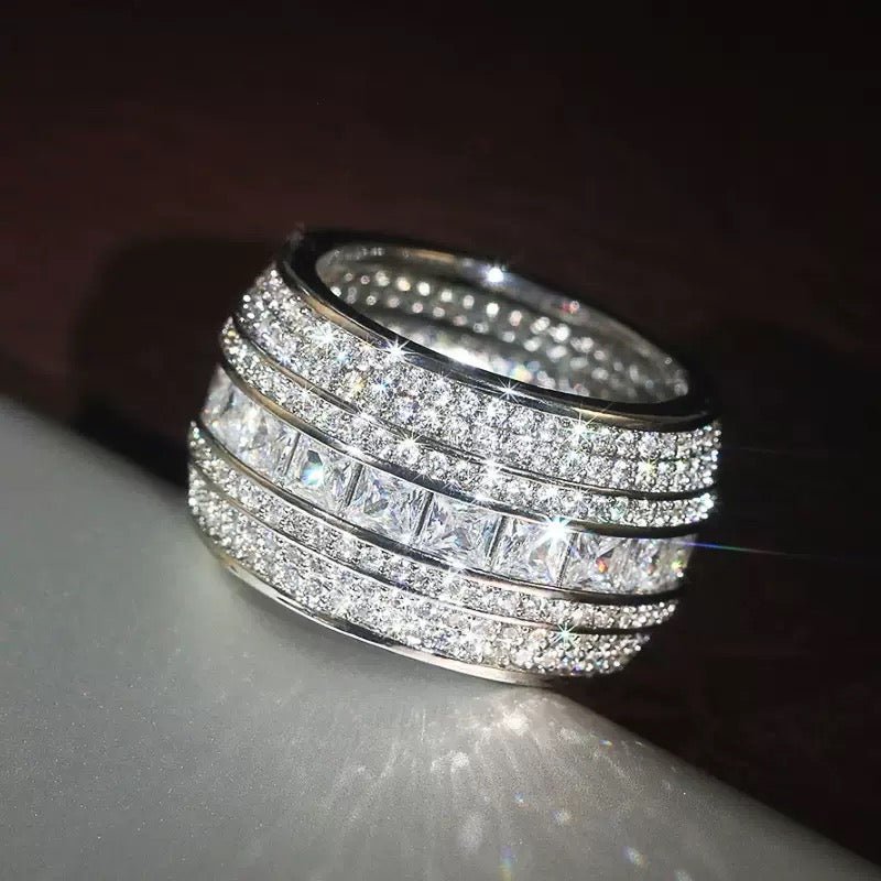 Ultra-Sparkling Full Pavé Moissanite Wide Band Ring - UMI