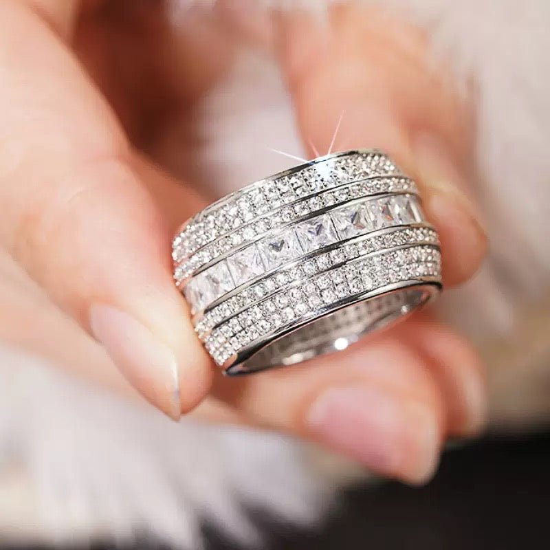 Ultra-Sparkling Full Pavé Moissanite Wide Band Ring - UMI