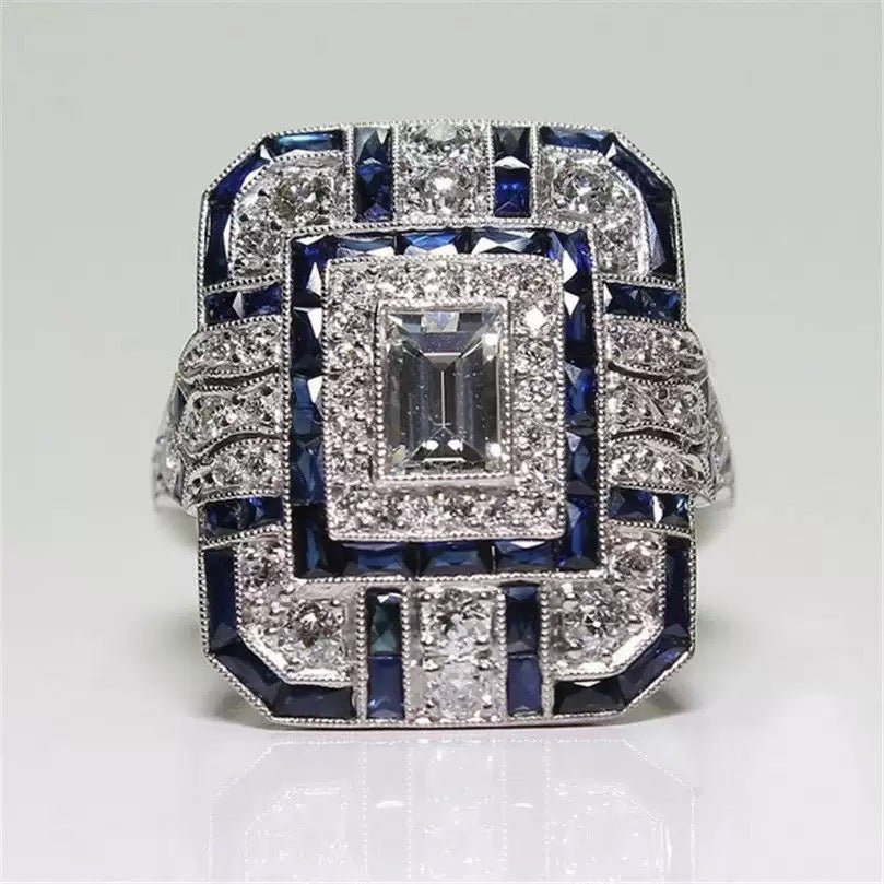 Square-Cut Blue Topaz Statement Ring - UMI