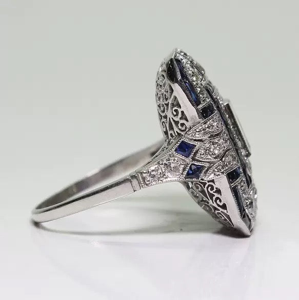 Square-Cut Blue Topaz Statement Ring - UMI