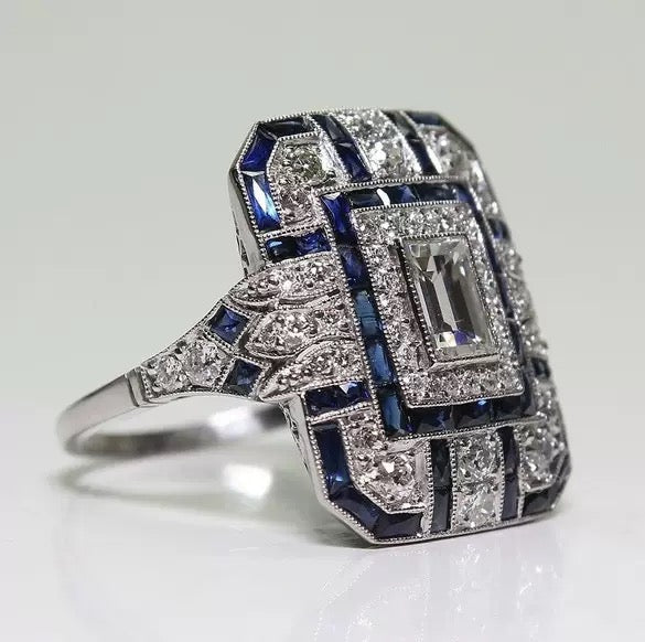 Square-Cut Blue Topaz Statement Ring - UMI