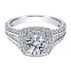 Sterling Silver 18K White Gold-Plated Pavé Moissanite Ring - UMI