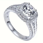 Sterling Silver 18K White Gold-Plated Pavé Moissanite Ring - UMI