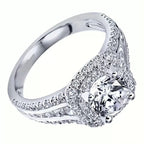 Sterling Silver 18K White Gold-Plated Pavé Moissanite Ring - UMI