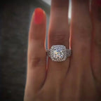 Sterling Silver 18K White Gold-Plated Pavé Moissanite Ring - UMI