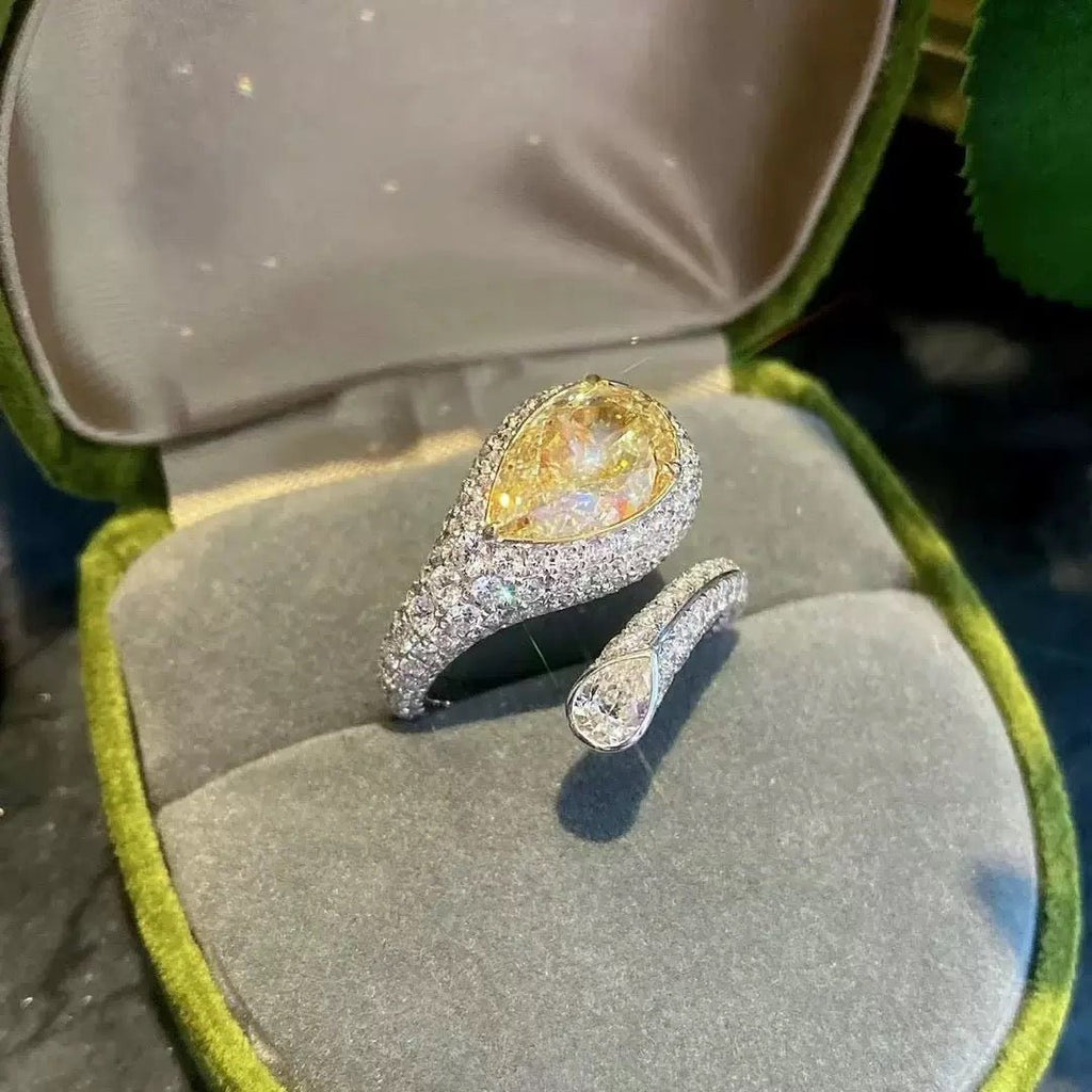 Yellow Gemstone & Pavé Moissanite Statement Ring - UMI