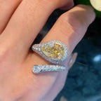 Yellow Gemstone & Pavé Moissanite Statement Ring - UMI