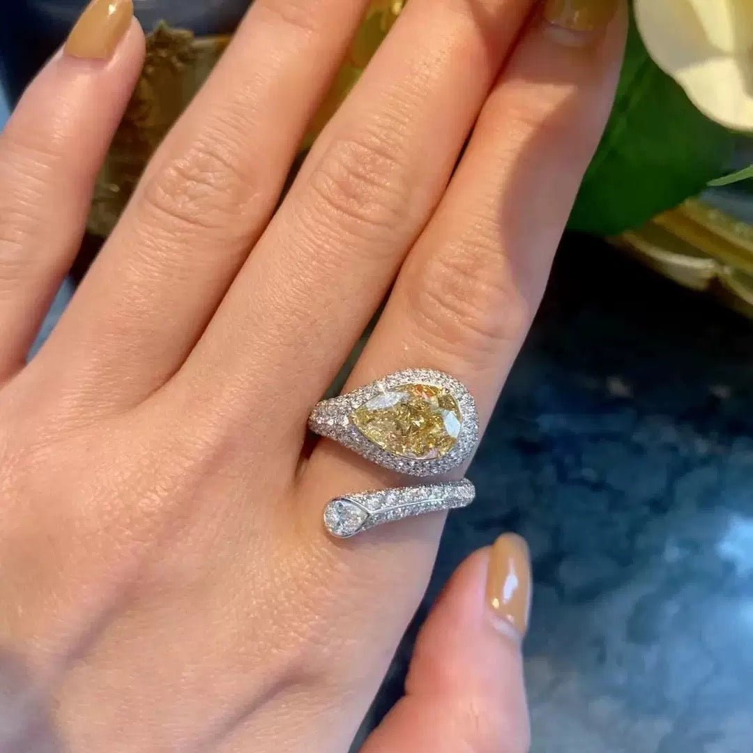 Yellow Gemstone & Pavé Moissanite Statement Ring - UMI