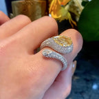 Yellow Gemstone & Pavé Moissanite Statement Ring - UMI