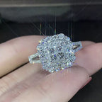 Square Full-Pavé Moissanite Ring in 18K White Gold-Plated Sterling Silver - UMI