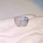 Square Full-Pavé Moissanite Ring in 18K White Gold-Plated Sterling Silver - UMI