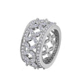 Distinctive & Versatile Openwork Four-Leaf Clover Moissanite Wide Band Ring - UMI