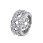 Distinctive & Versatile Openwork Four-Leaf Clover Moissanite Wide Band Ring - UMI