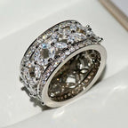 Distinctive & Versatile Openwork Four-Leaf Clover Moissanite Wide Band Ring - UMI