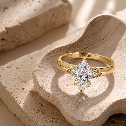 1.08ct Marquise Moissanite Ring in 14K Gold-Plated Sterling Silver - UMI