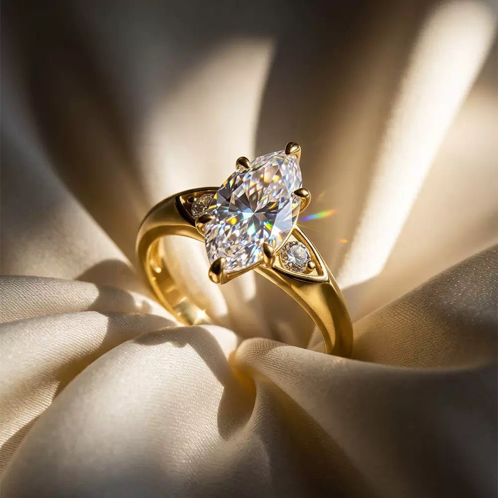 1.08ct Marquise Moissanite Ring in 14K Gold-Plated Sterling Silver - UMI