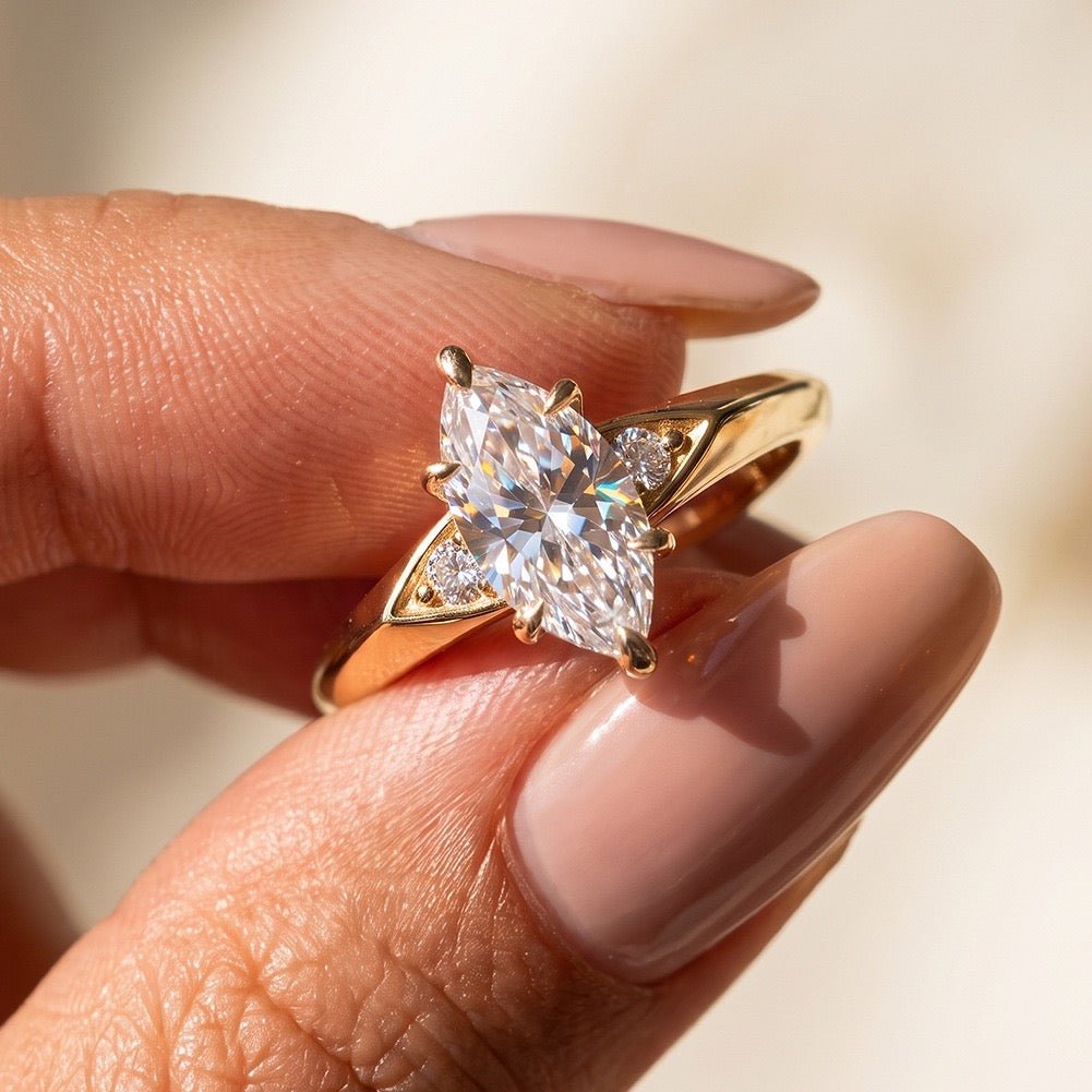 1.08ct Marquise Moissanite Ring in 14K Gold-Plated Sterling Silver - UMI