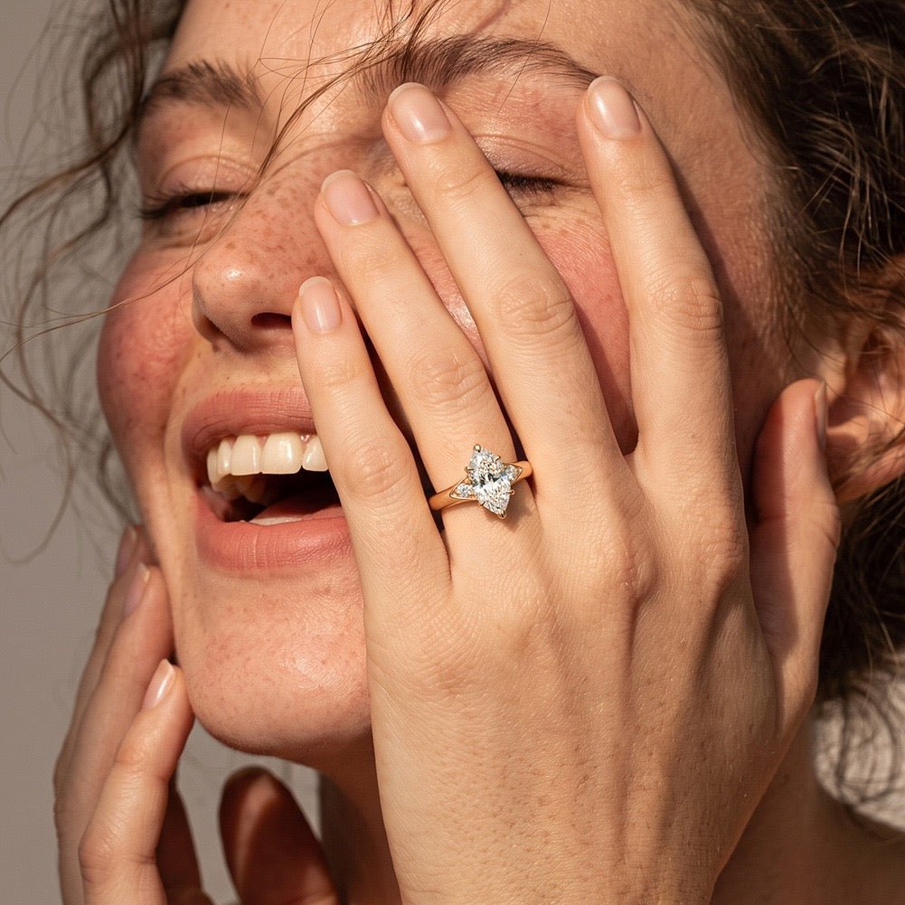 1.08ct Marquise Moissanite Ring in 14K Gold-Plated Sterling Silver - UMI