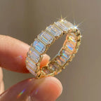 Radiant-Cut Moissanite Band in 14K Gold-Plated Sterling Silver - UMI