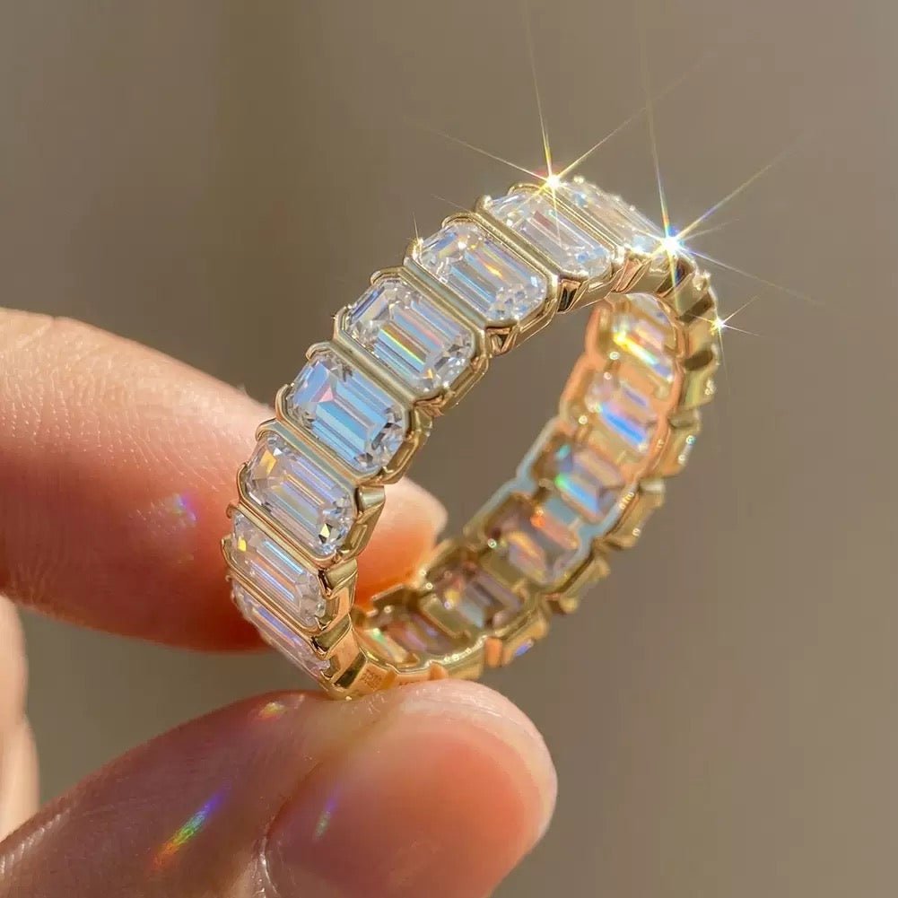 Radiant-Cut Moissanite Band in 14K Gold-Plated Sterling Silver - UMI