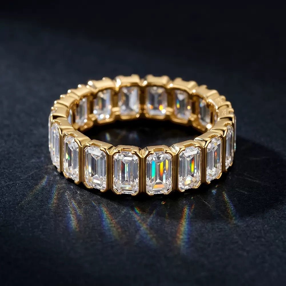 Radiant-Cut Moissanite Band in 14K Gold-Plated Sterling Silver - UMI