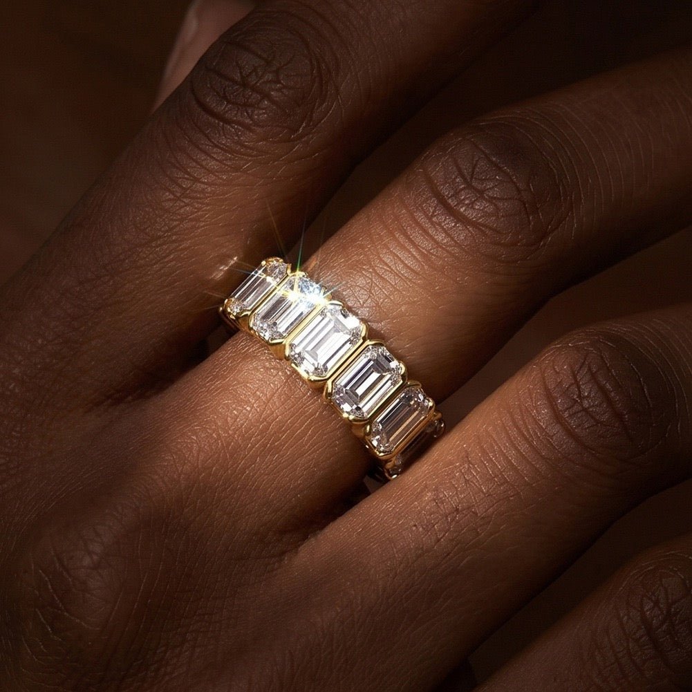 Radiant-Cut Moissanite Band in 14K Gold-Plated Sterling Silver - UMI