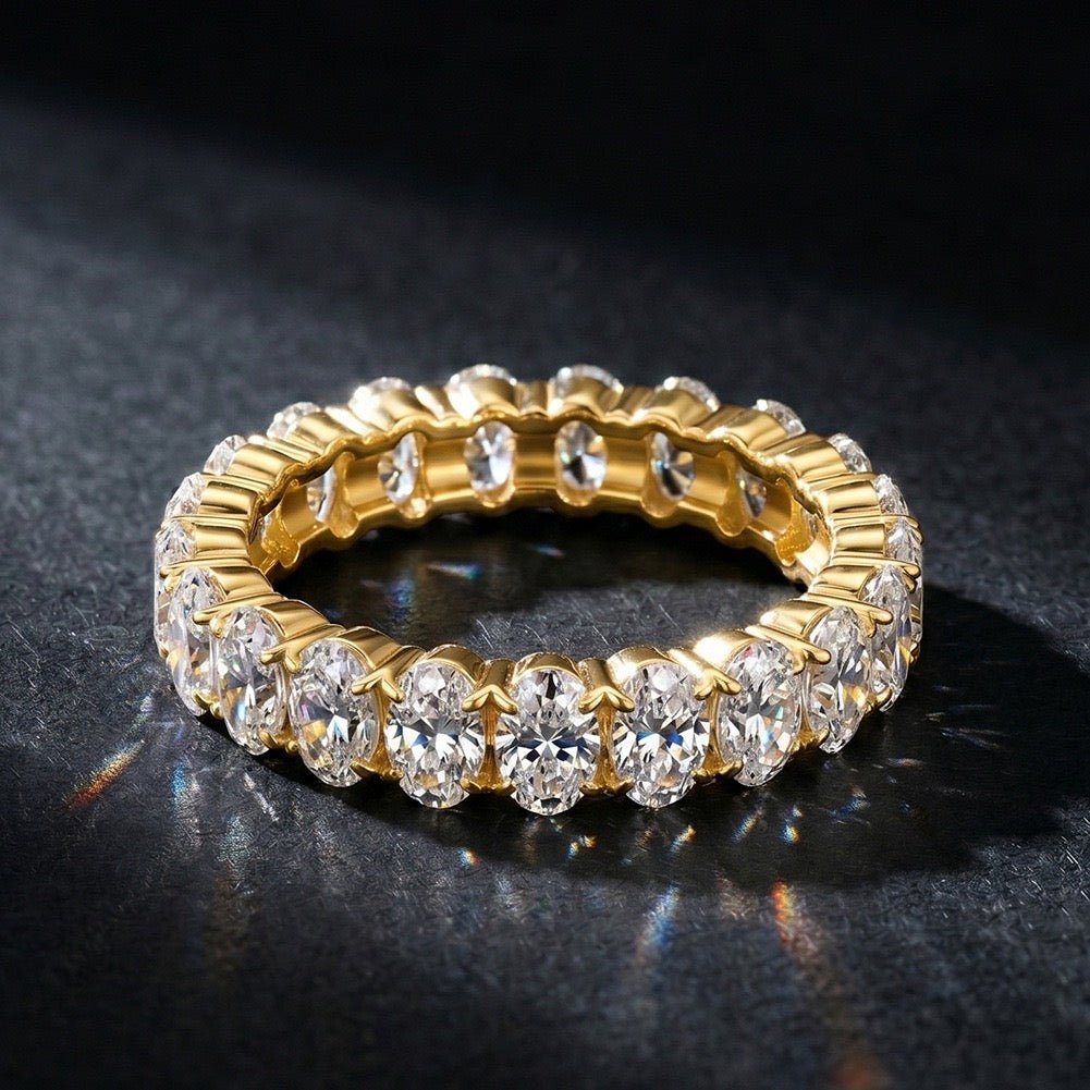 Oval-Cut Moissanite Band in 14K Gold-Plated Sterling Silver - UMI